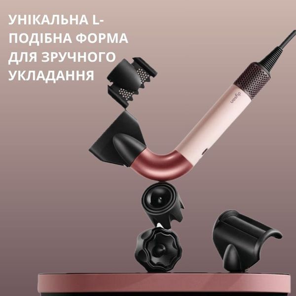 Фен-стайлер (Ceramic Pink) Фен для волосся з кутовим дизайном (L-Shape) | Швидке сушіння | Іонізація roseG фото