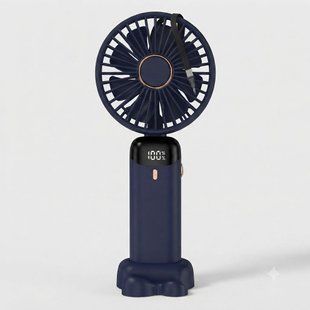 Портативний складаний міні-вентилятор з LED-дисплеєм (5000 мАг) FAN-5000-BLUE фото
