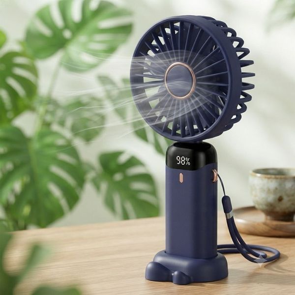 Портативний складаний міні-вентилятор з LED-дисплеєм (5000 мАг) FAN-5000-BLUE фото