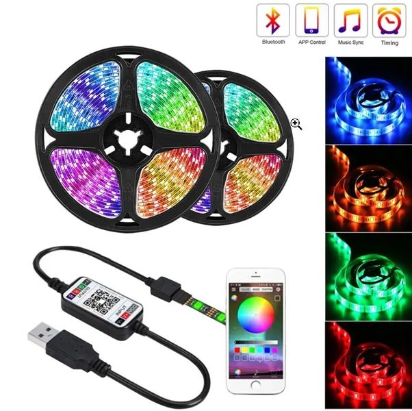 LED-стрічка RGB з Bluetooth керуванням, USB-живленням і пультом LED лента RGB фото