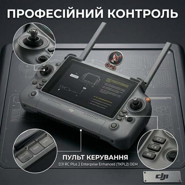 Пульт керування DJI RC Plus 2 без GPS: сумісність M30/T, M300/M350 RTK, Zenmuse H20 (Non-GPS Edition) DjiPlus фото